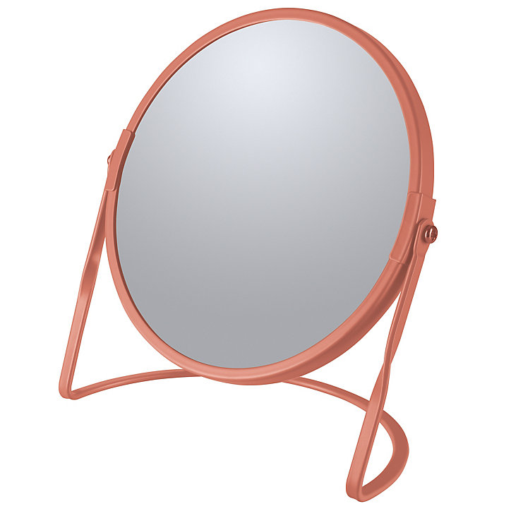 Miroir de salle de bains rond grossissant, orientable, à poser, terracotta, Akira Spirella