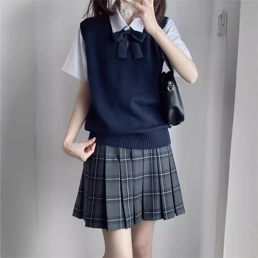 FR - V-hals effen trui vest