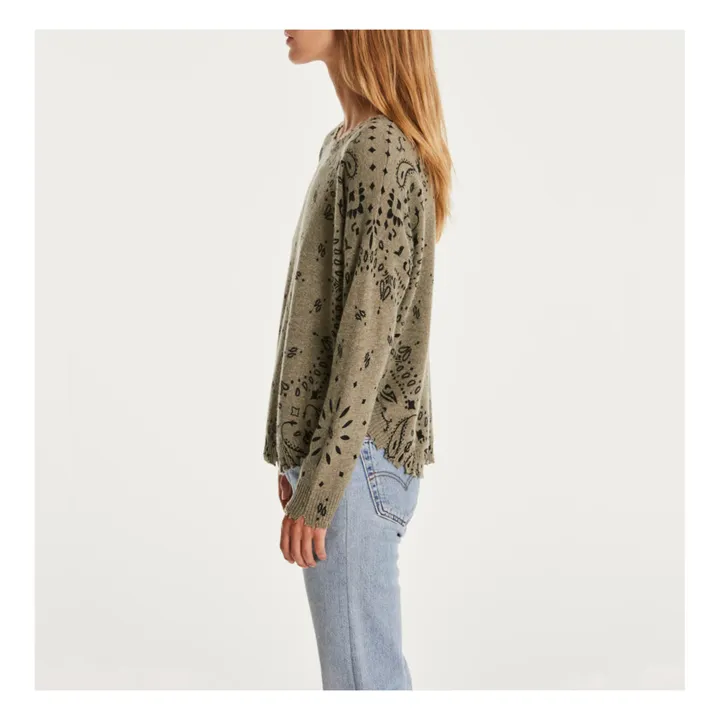 Kujten Pull Mela Bandana Cachemire | Vert kaki chiné