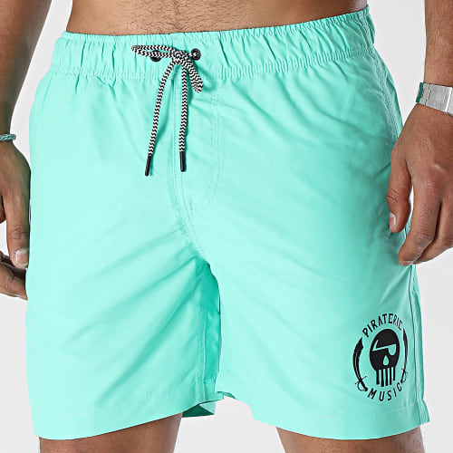 Short De Bain Logo Vert Pastel Noir
