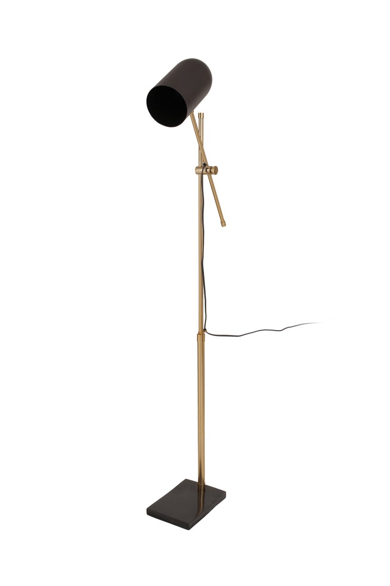 Minimalistische staande lamp in zwart en goud, Scandinavisch design, modern, 160 cm | Woonkamer/eetkamerlamp