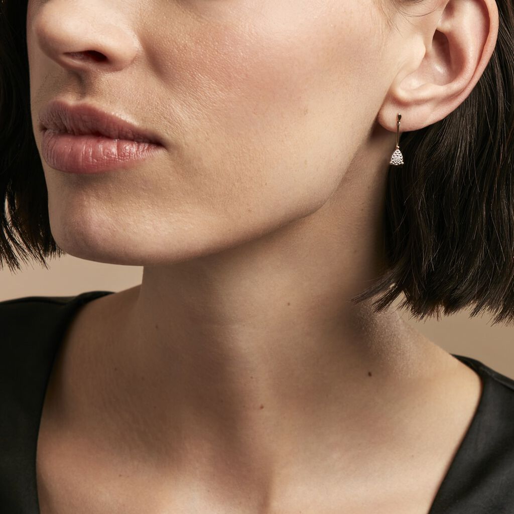 Boucles D'oreilles Pendantes Pear C Or Jaune Diamant