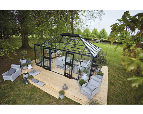 JULIANA Grand Oase kas 18,8 m² 3 mm veiligheidsglas 368 x 511 cm antraciet/zwart