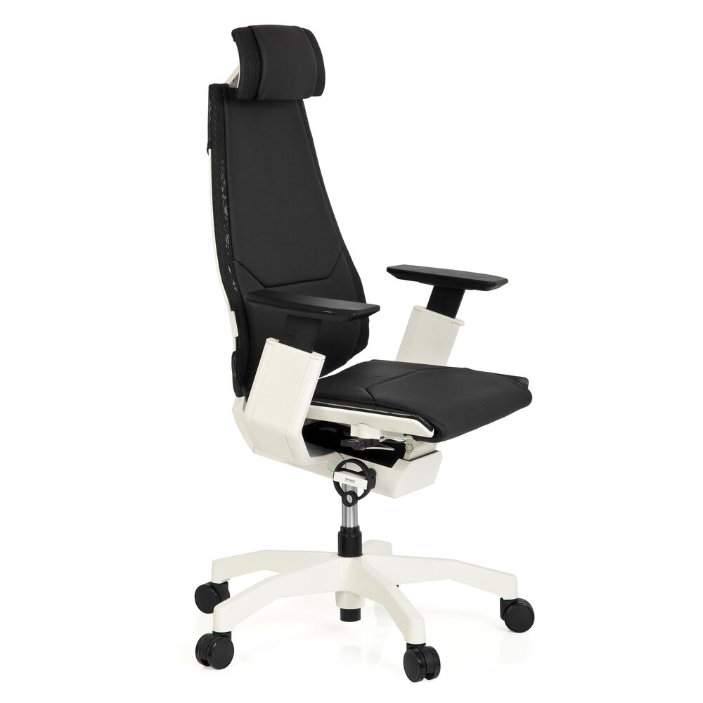 High End Bürostuhl GENIDIA PRO WHITE Leder mit Armlehnen hjh OFFICE