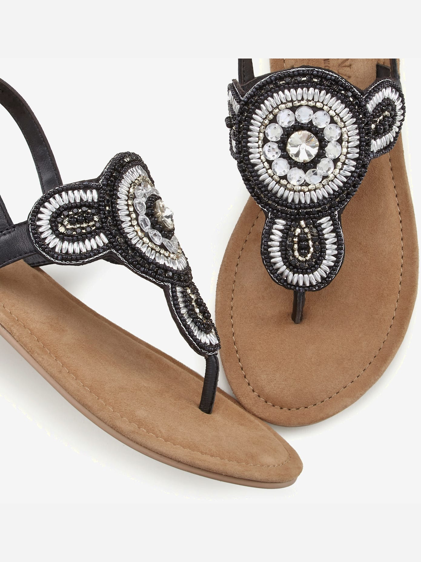 Tongs sandales avec petites pierres fantaisie et perles décoratives