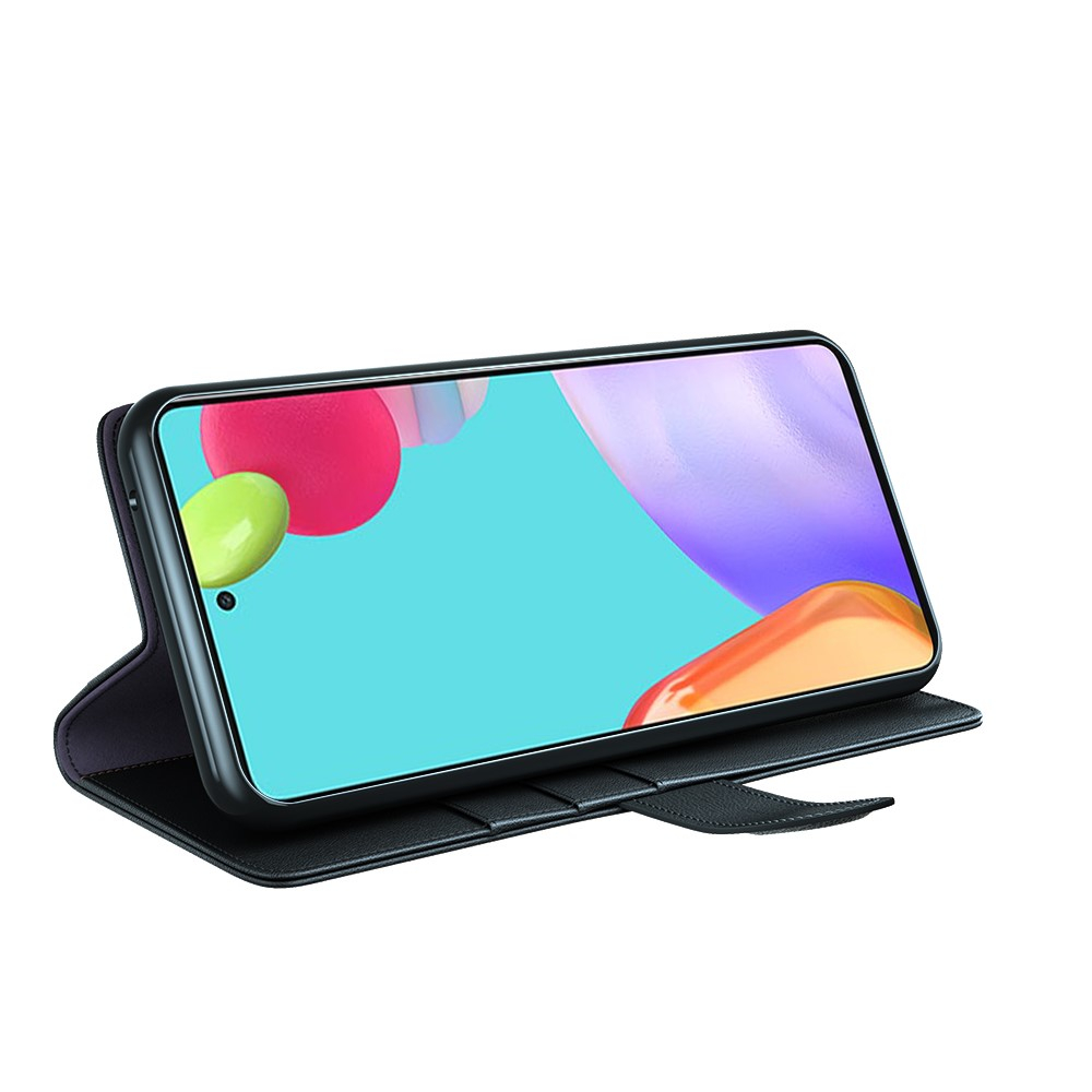 Samsung Galaxy A52s 5G / A52 (5G) Echtleder Tasche Hülle Flip Cover mit Kartenfach - Schwarz