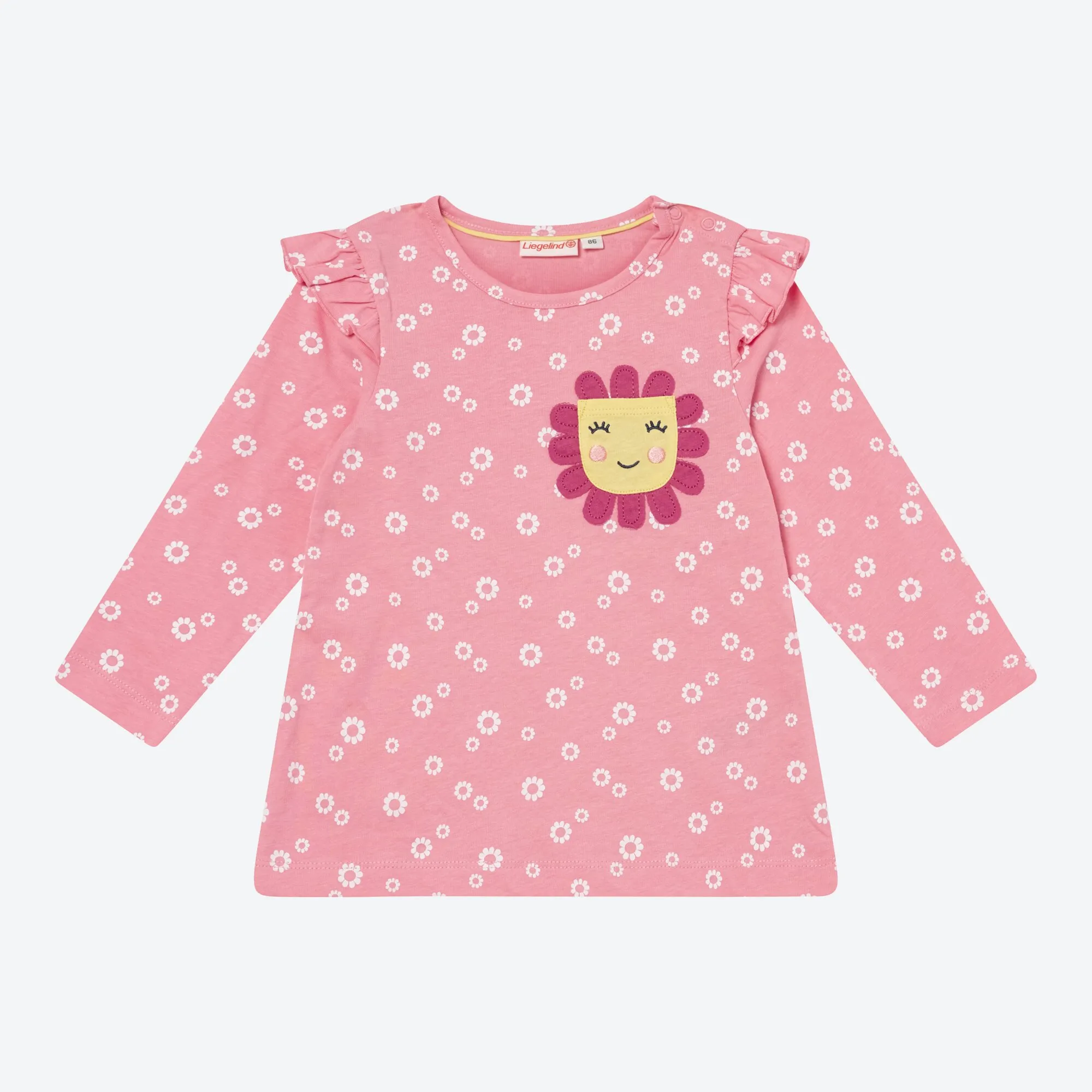 Baby-Mädchen-Shirt mit Blumen-Brusttasche