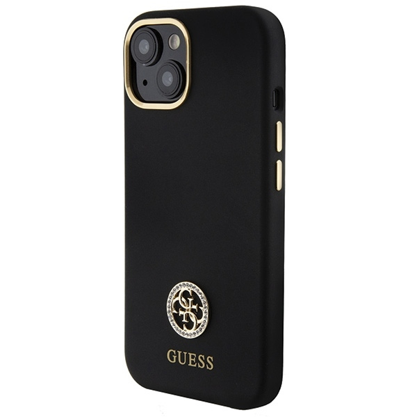 iPhone 15 Hardcase Hülle Strass Metall Logo (GUHCP15SM4DGPK) - Schwarz / Gold