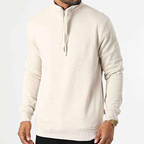 Sweat Col Zippé Targaryen Beige