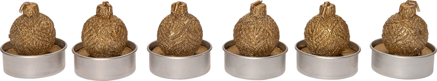 Intratuin kaars Kerstbal brons D 3,5 H 5 cm 6 stuks