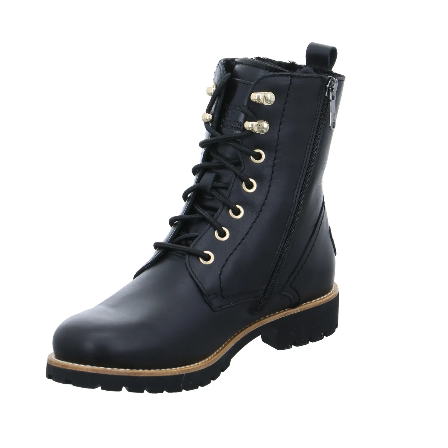 PANAMA JACK Boot Schwarz Leder  mit Lammfell - Innenfutter