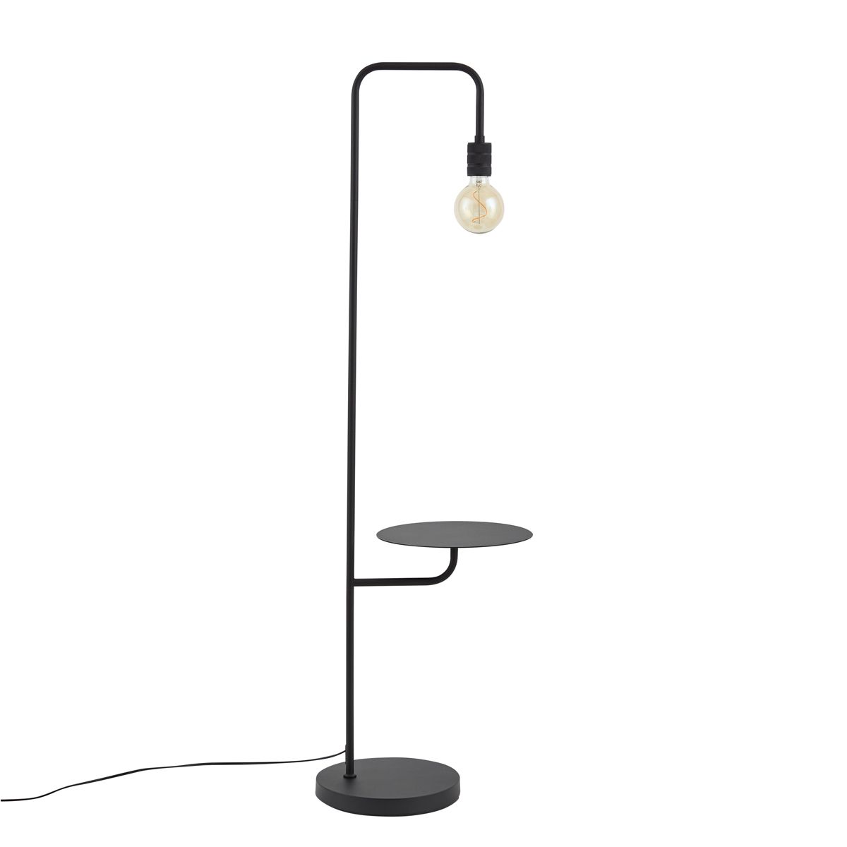 Moderne vloerlamp zwart met ronde tafel - Ostrich