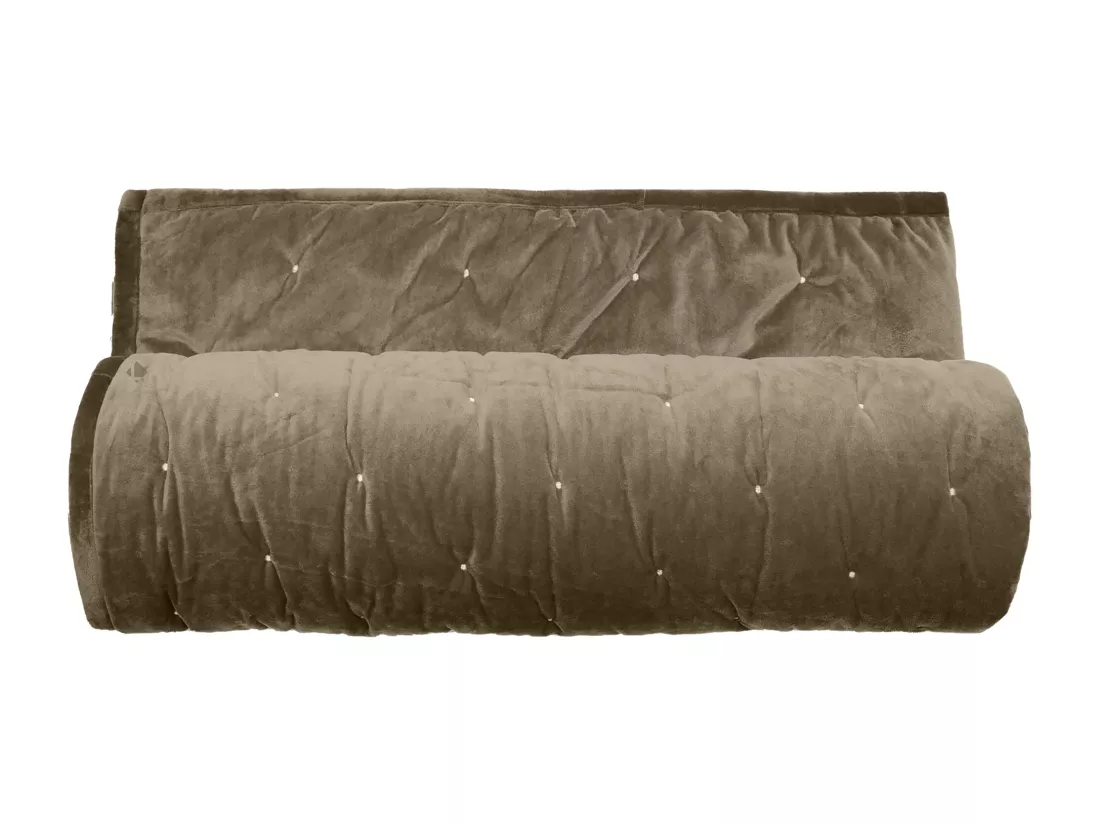 Couvre-lit 180x240 GIPSY velours piquage points brodés vert Olive