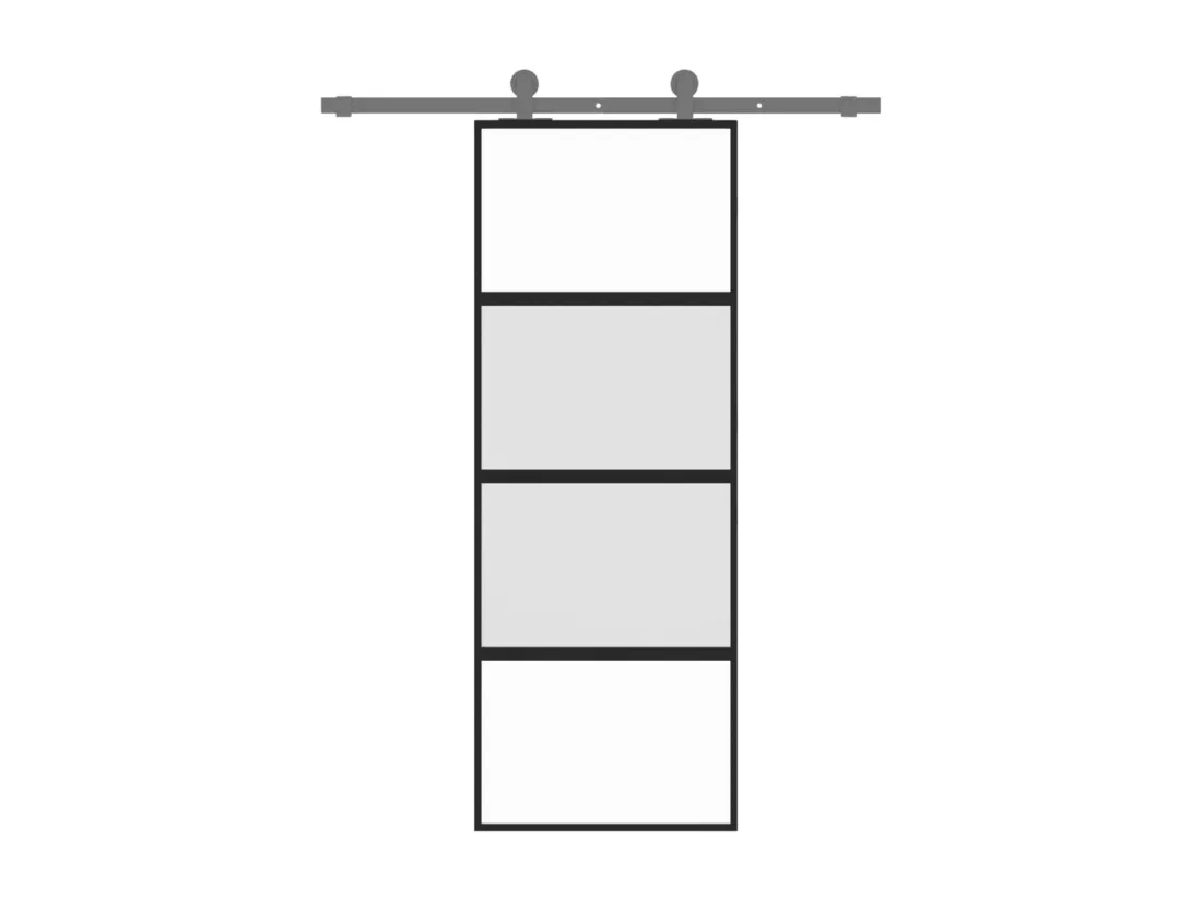 Porte coulissante noir 76x205 cm verre trempé aluminium