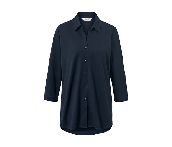 Piqué-Jerseybluse, dunkelblau