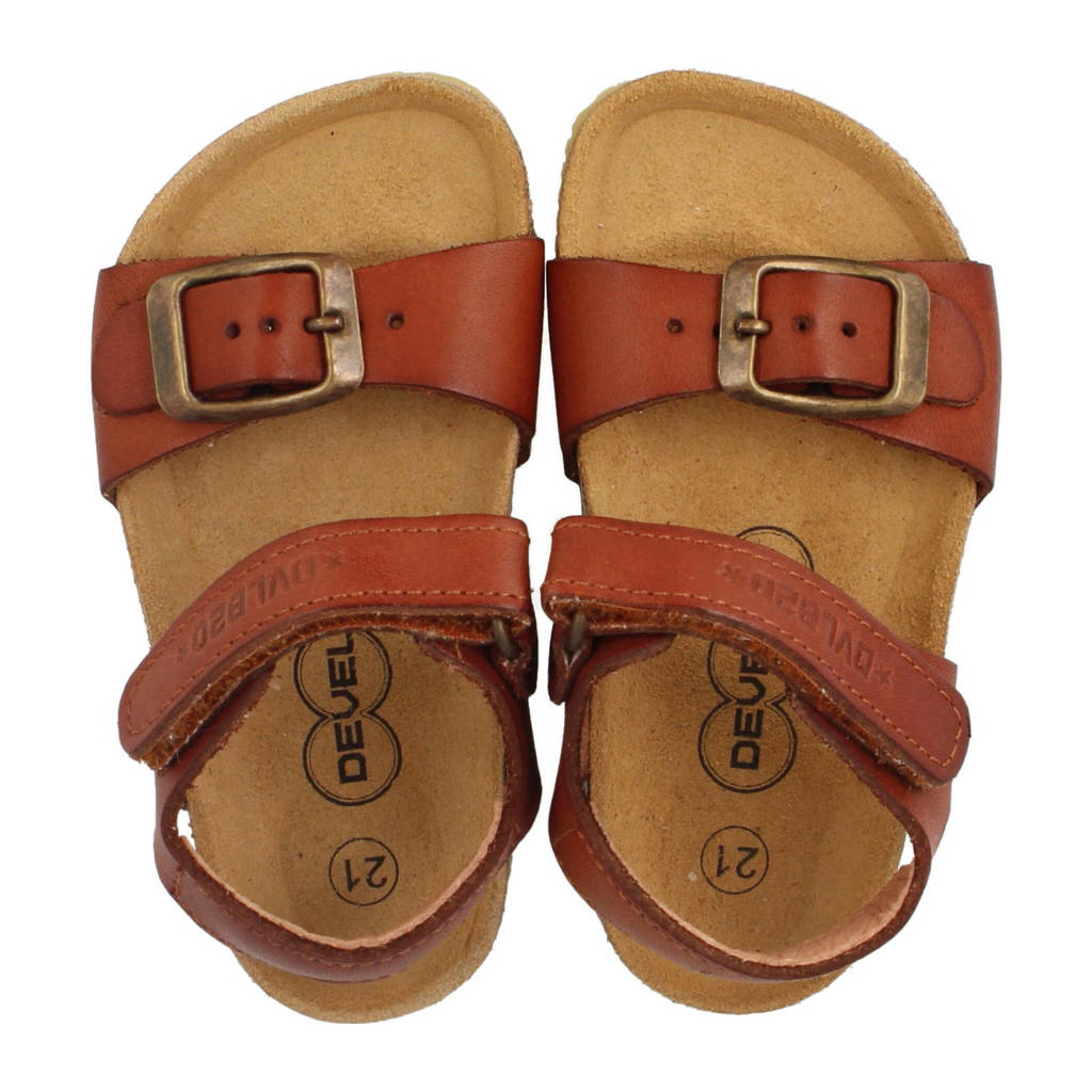 Develab leren sandalen cognac
