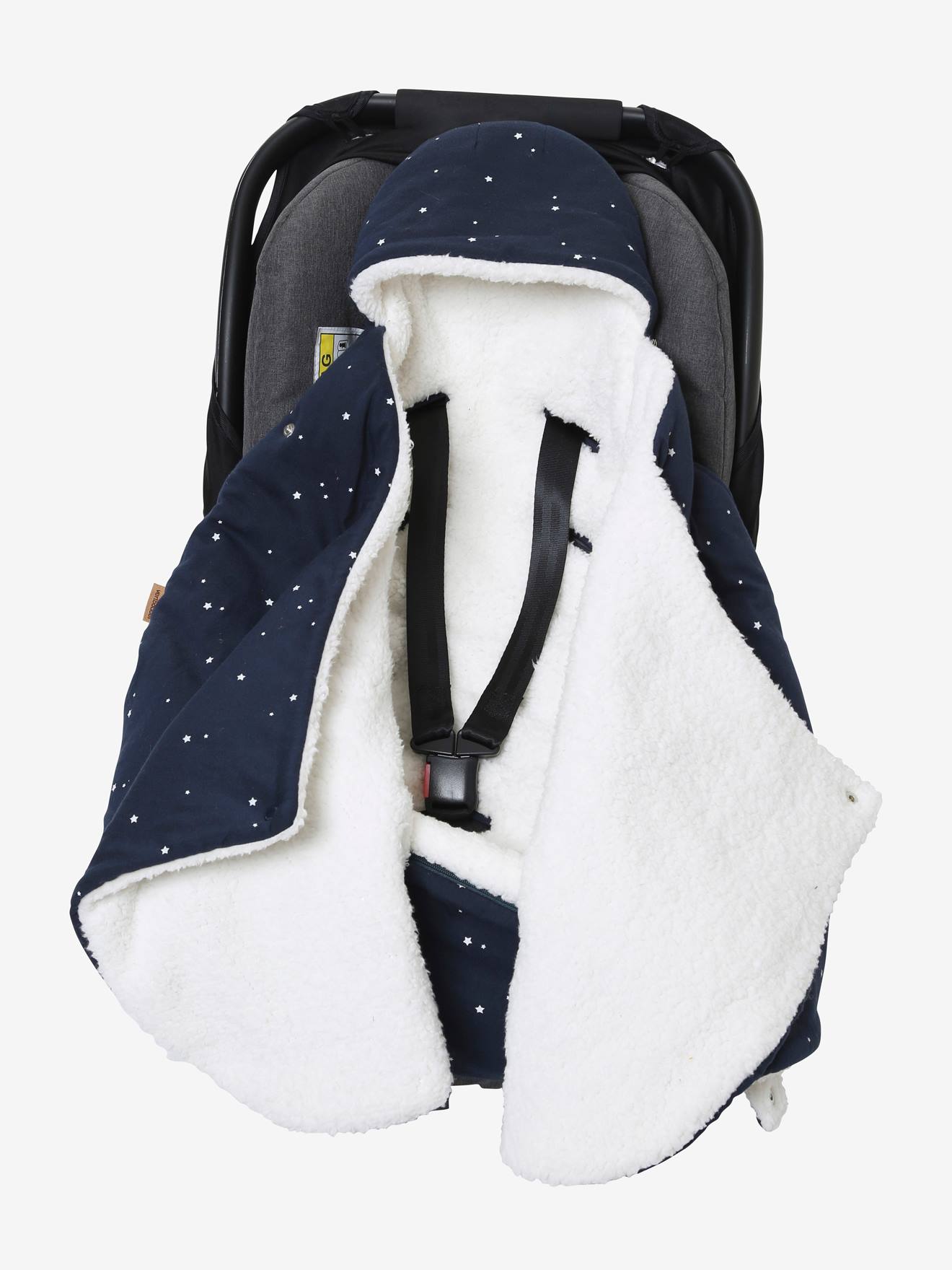 Saco de dormir transformável de pelúcia estampada em azul escuro