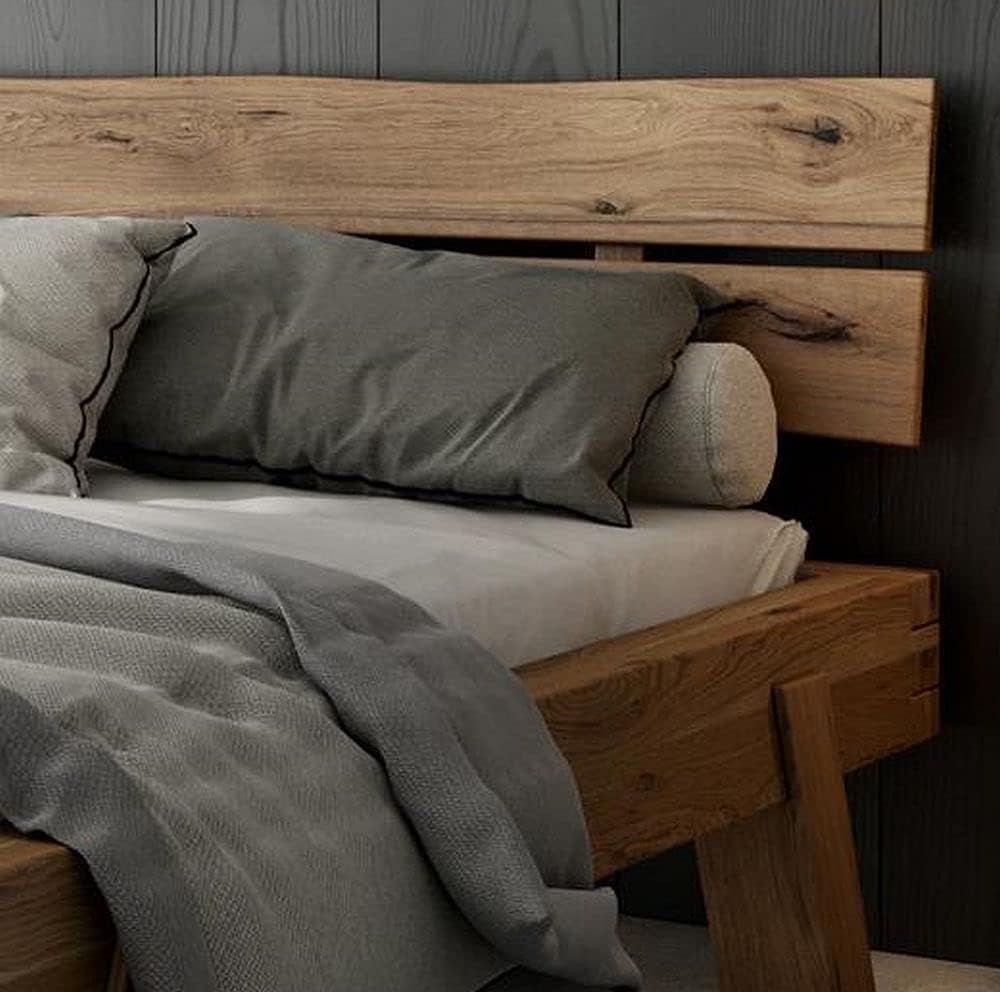 Generic Bett Futonbett Balkenbett Rustic-Eiche massiv Holz geölt Schlafzimmer Henny 180 x 200 cm