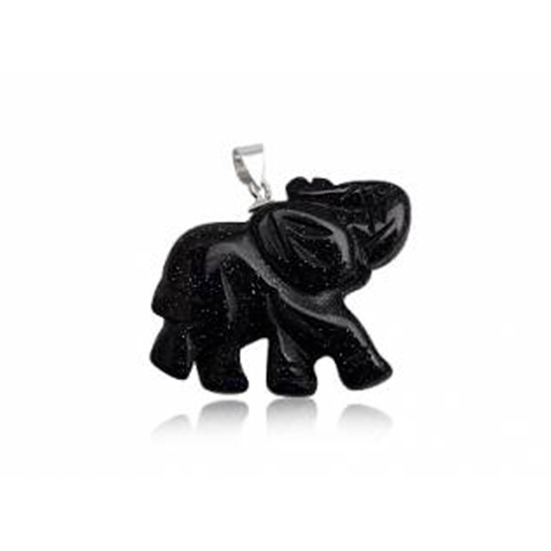 Pendentif Eléphant Femme en Gemstone Grès Noir et Argent 925