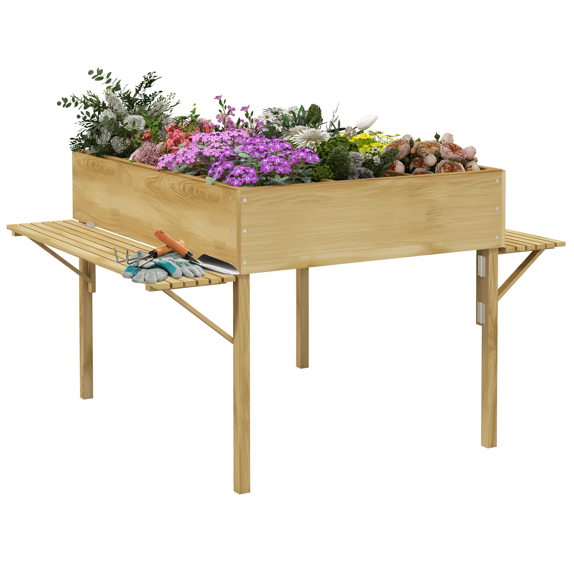 Mesa de cultivo Outsunny em madeira natural
