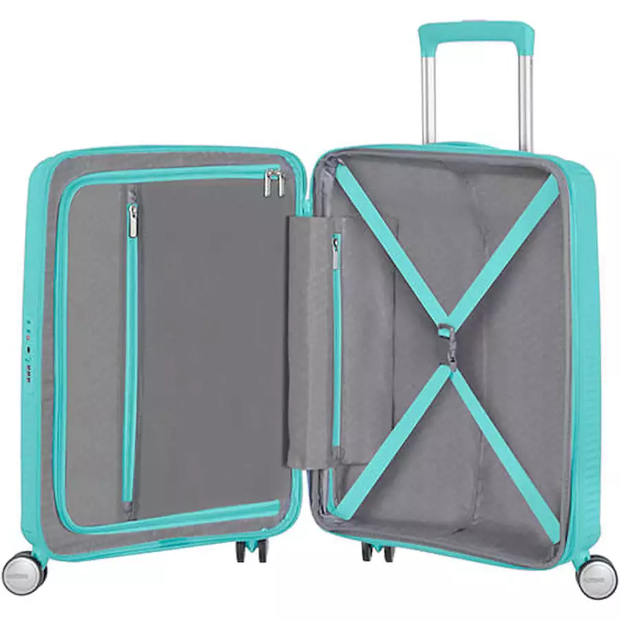 American Tourister Soundbox - 4-Rollen-Kabinentrolley S 55 cm erw. poolside blue