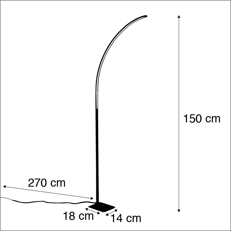 QAZQA - Moderne vloerlamp | Staande lamp | Vloerlamp | Lamp | Lamp van staal | Zilver | Mat nikkel inclusief LED en 3-traps dimmer - Stijlvolle dimmer | Dimbaar | Woonkamer | Slaapkamer - Aluminium