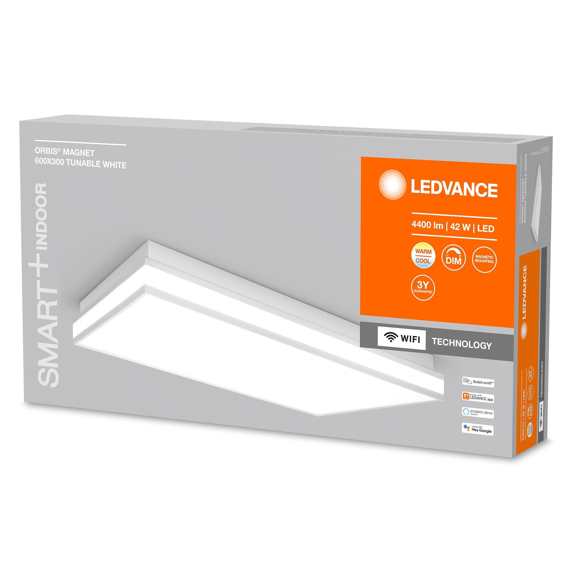 LE_SMART ORBIS MAGNET Wand-/Deckenl 60cm - Grau / B: 30.0 cm x T: 60.0 cm x H: 8.6 cm