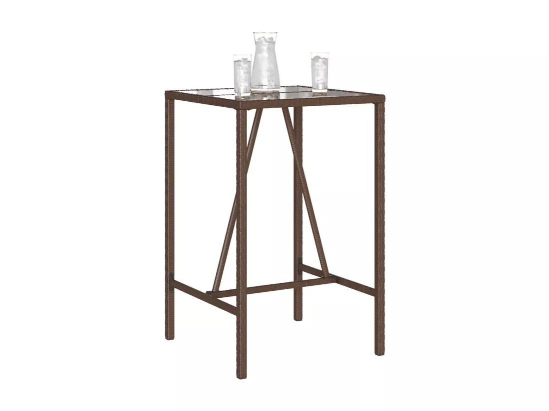 Prolenta Premium - Table de bar d’extérieur marron 70x70x110 cm résine tressée