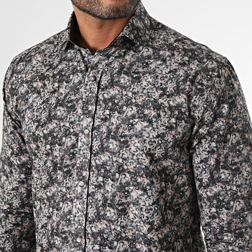 Chemise Manches Longues Beige Noir