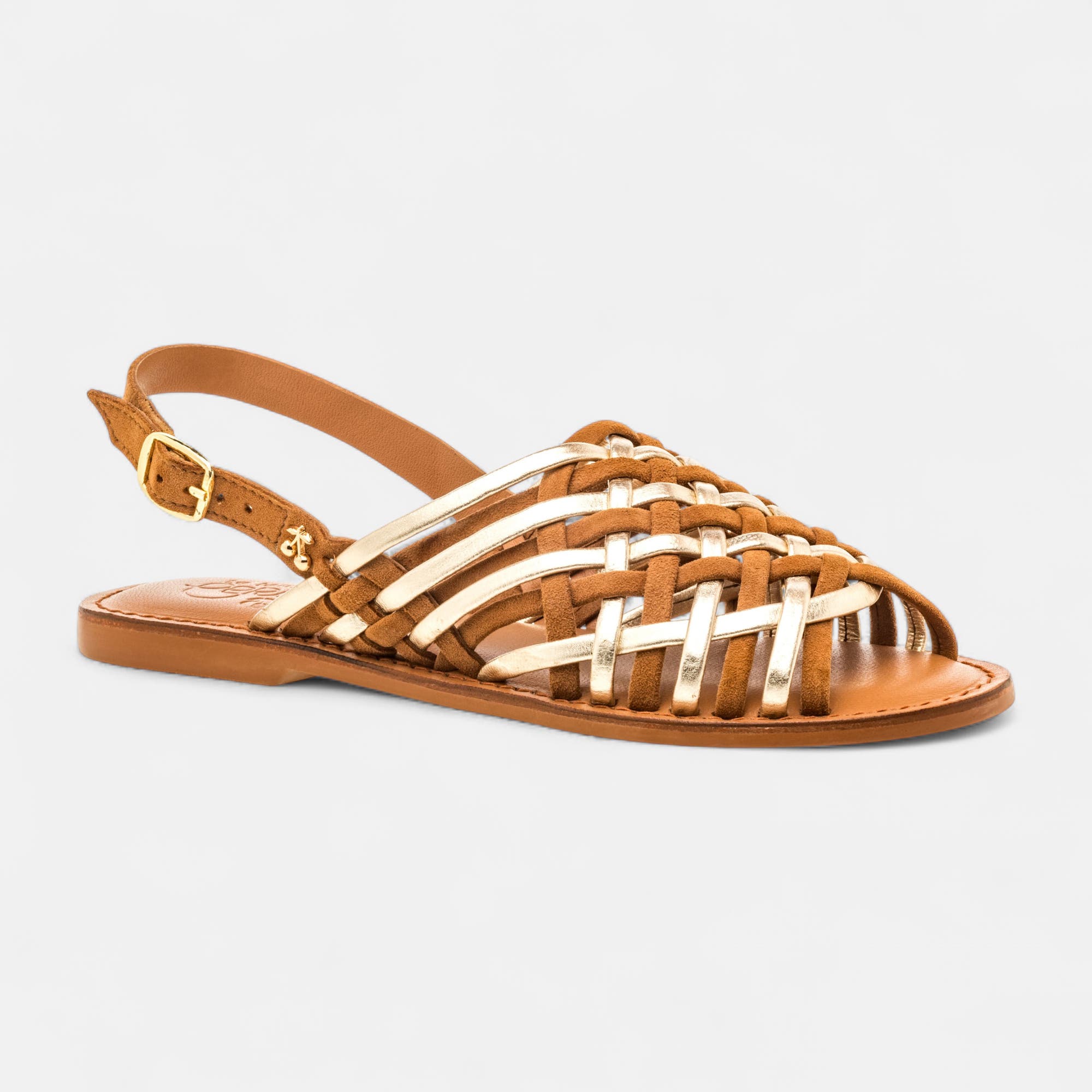 Nu-pieds Femme en cuir cognac