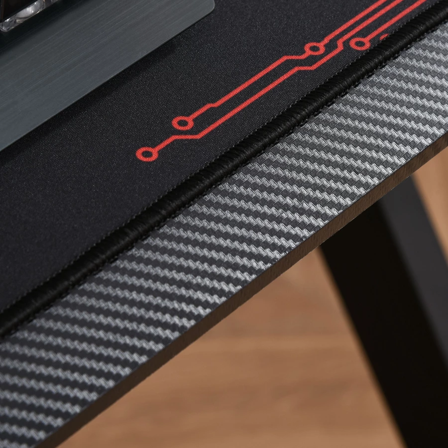 HOMCOM Gamingtisch mit Headset-Haken und Getränkehalter rot, schwarz