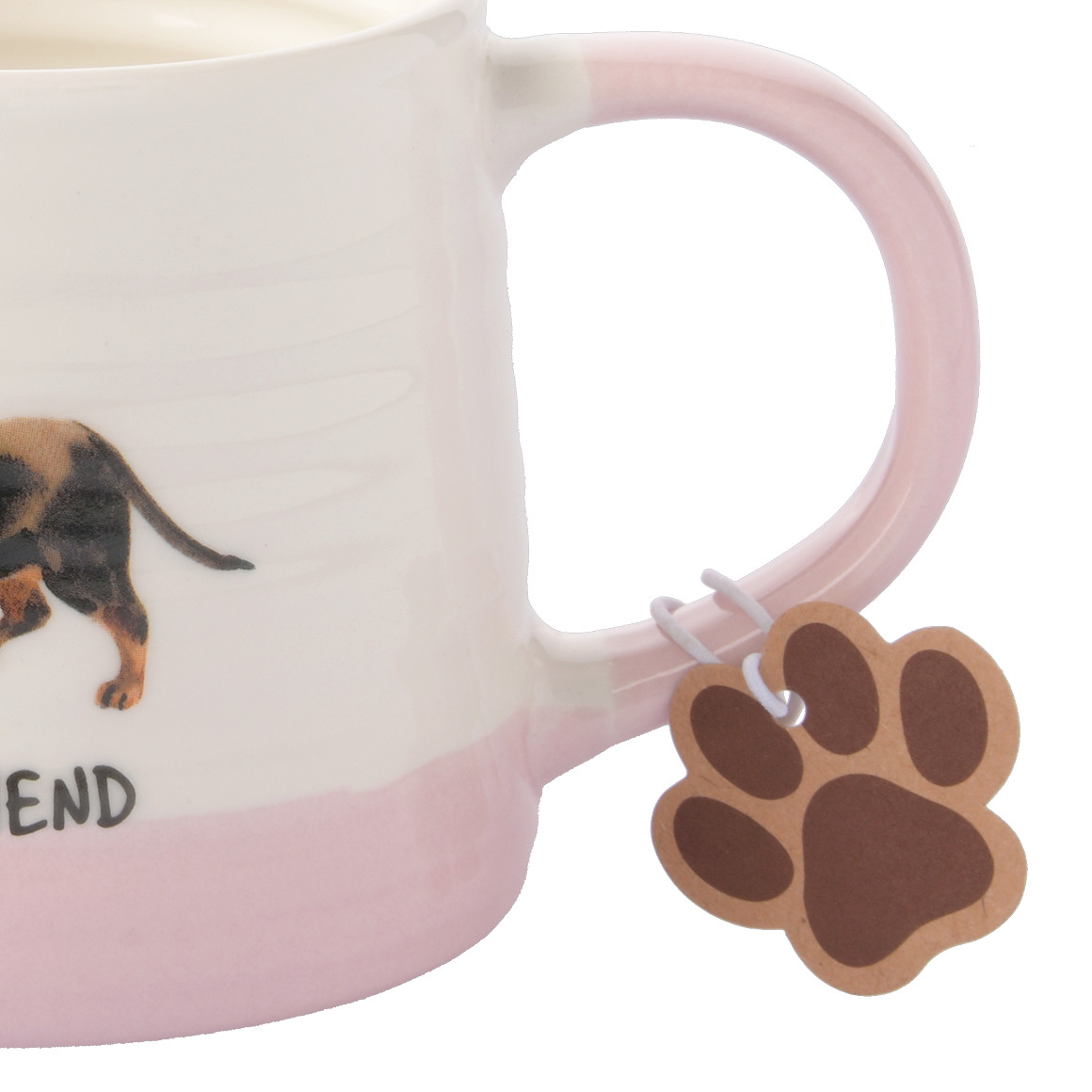 My Home Tasse mit Dackel-Motiv rosa / weiss
