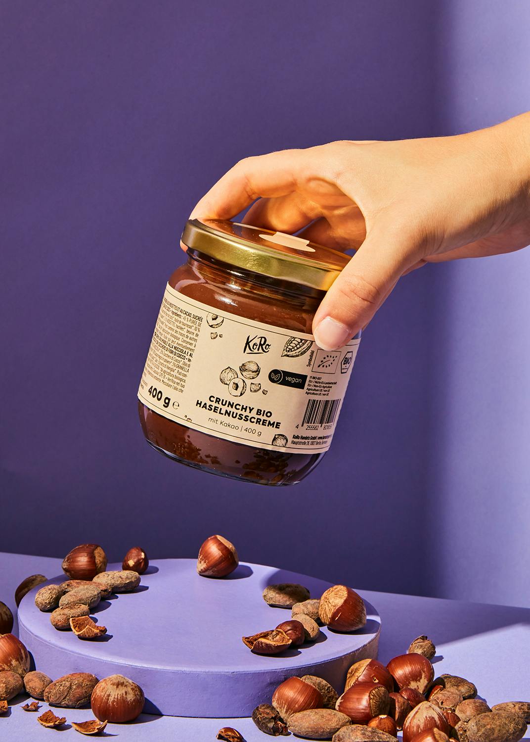 Crunchy Bio Haselnusscreme mit Kakao 400 g