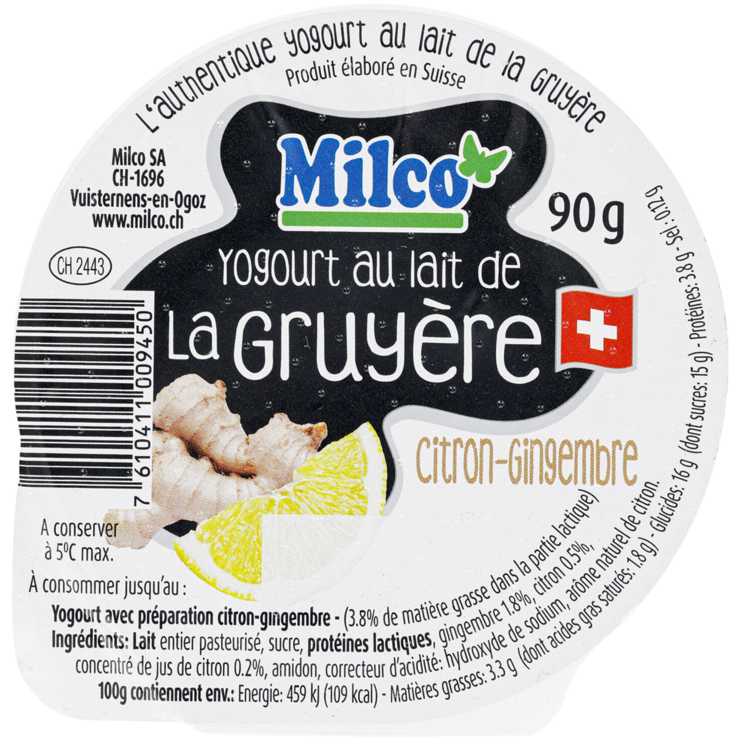 Milco Joghurt La Gruyère Citron-Gingem 2x90g