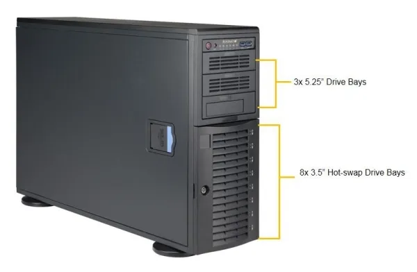 Supermicro SuperServer 7049A-T - Server - tower 4U - 2-vejs - uden CPU - RAM 0 GB - SATA - hot-swap 3.5