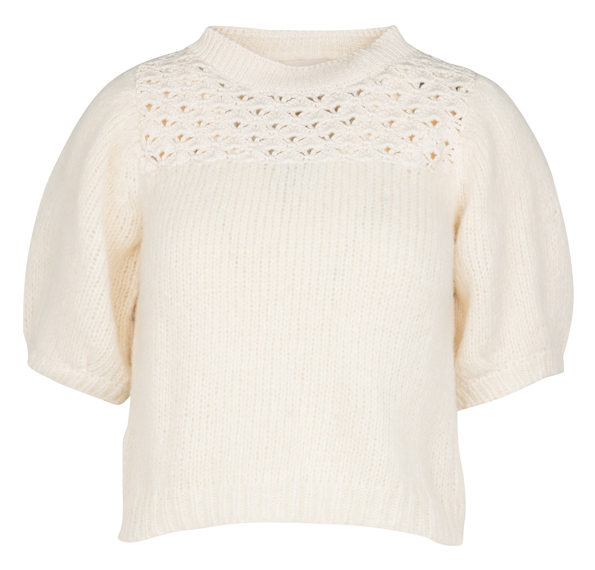 OSCAR - Pull col rond en maille ajourée | Beige
