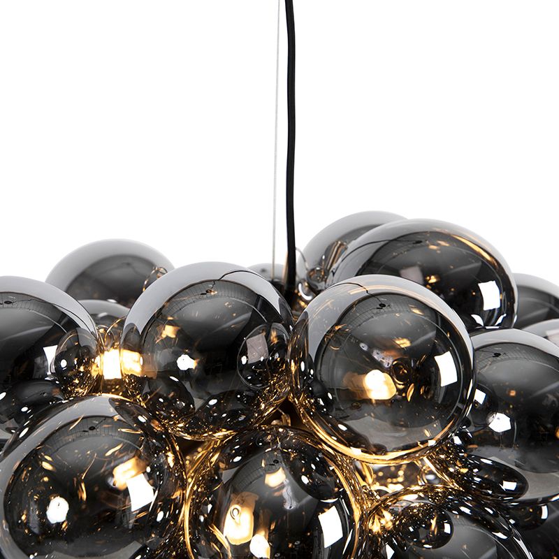 Design hanglamp zwart met smoke glas 8-lichts rond - Uvas