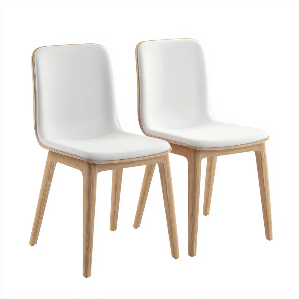 Esszimmerstuhl Set aus Holz und Kunstleder – 45x52x89 cm – Weiß – Skan