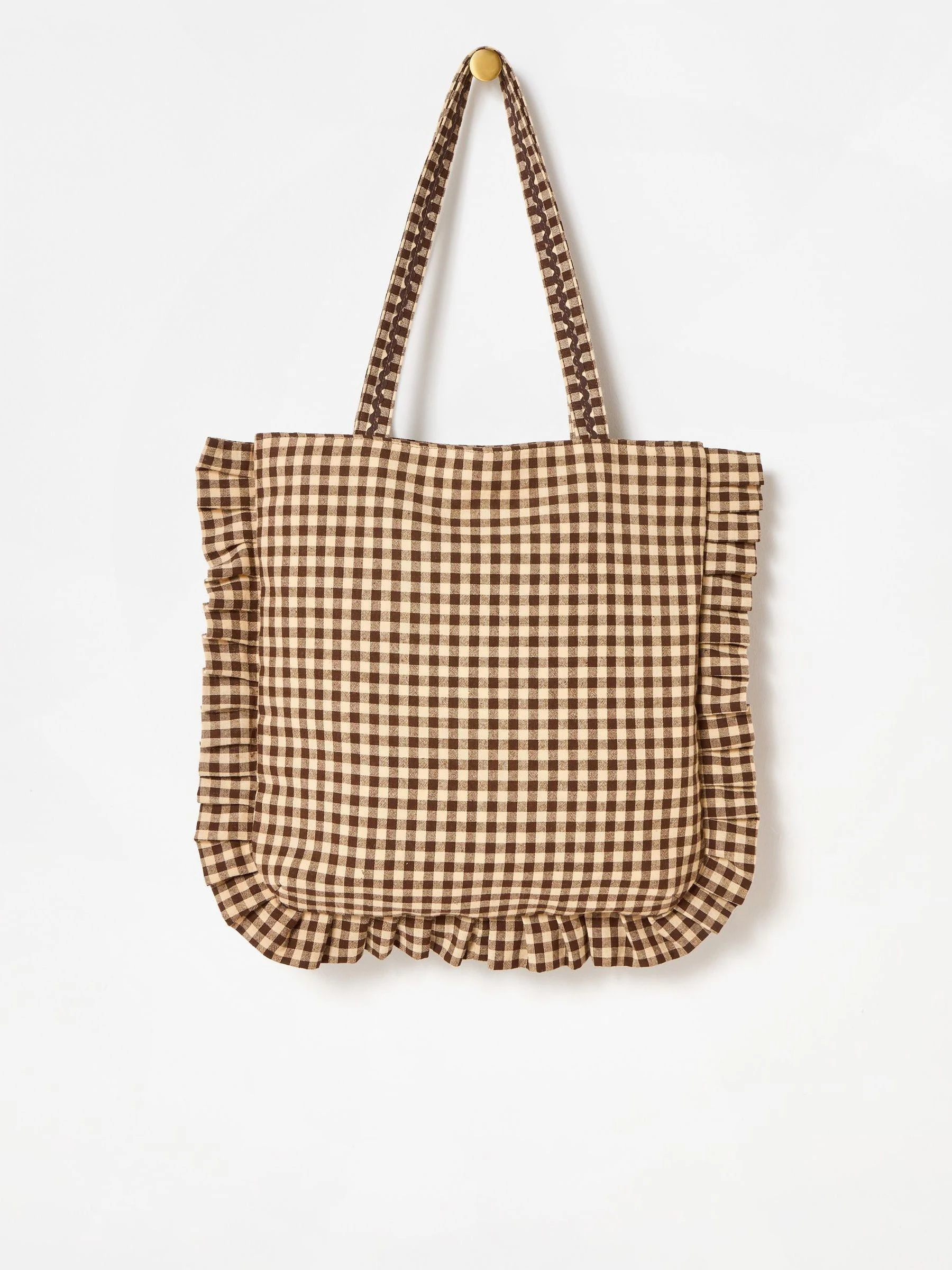 Oliver Bonas Gingham Ruffle Tote Bag