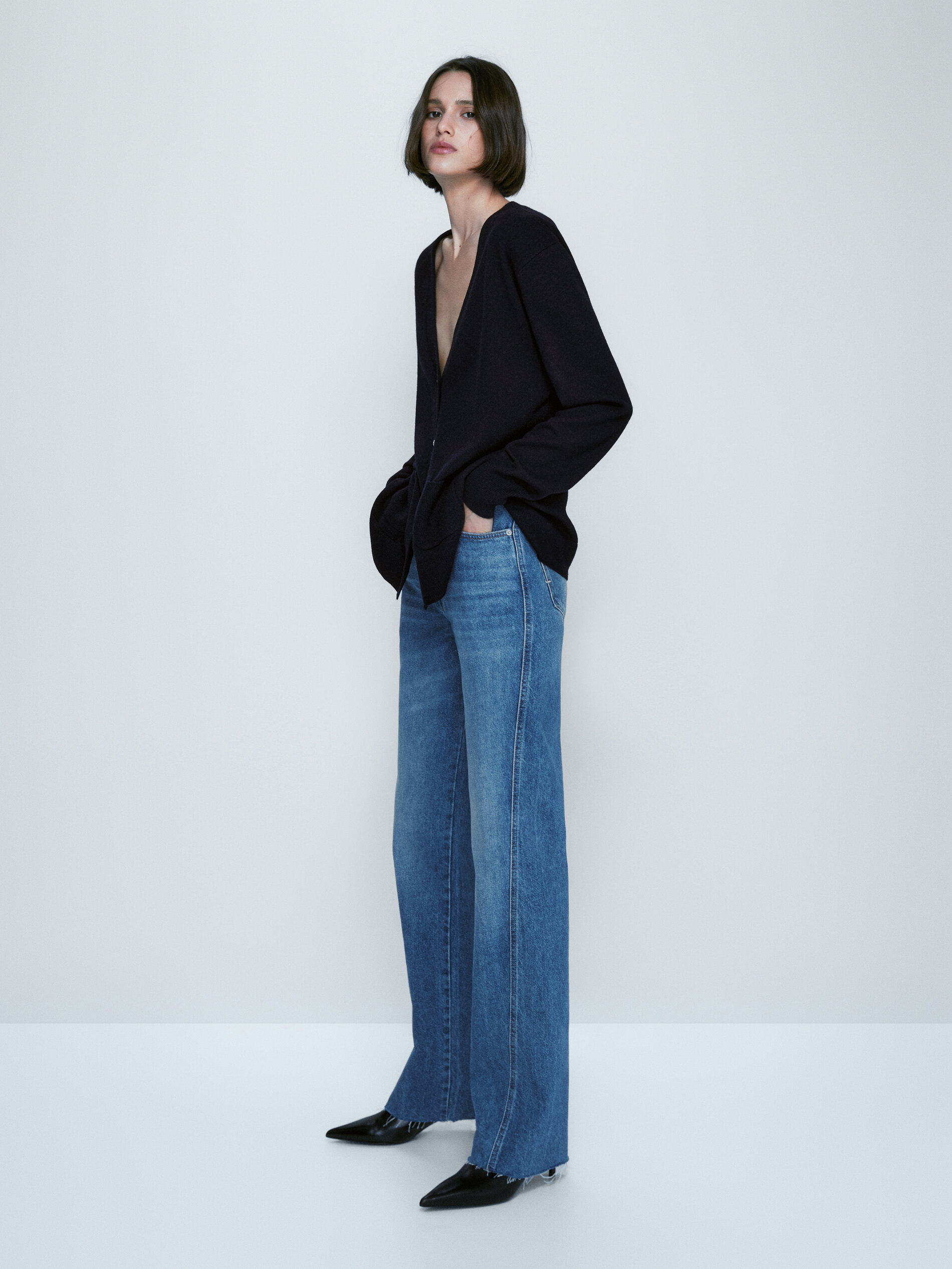 Cardigã com botões em mistura de lã e cashmere - AZUL MARINHO