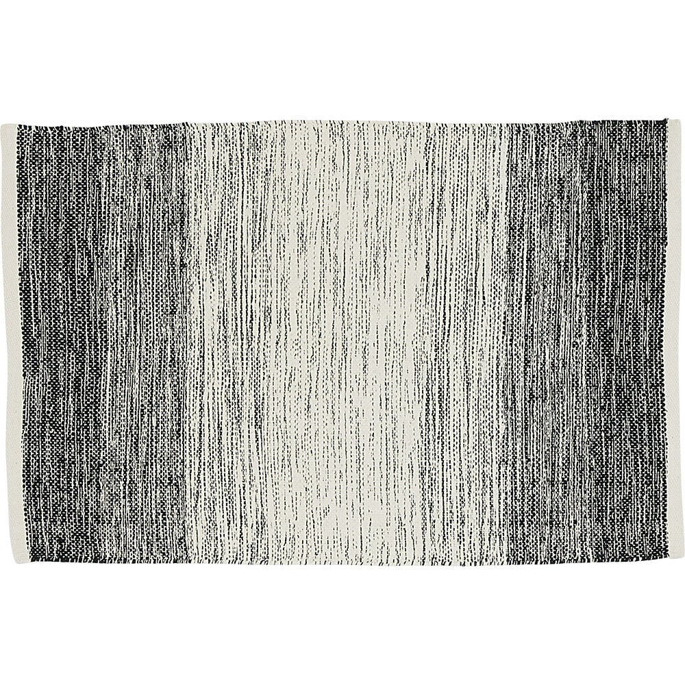 Tapis rectangulaire dégradé rayure blanche et noire