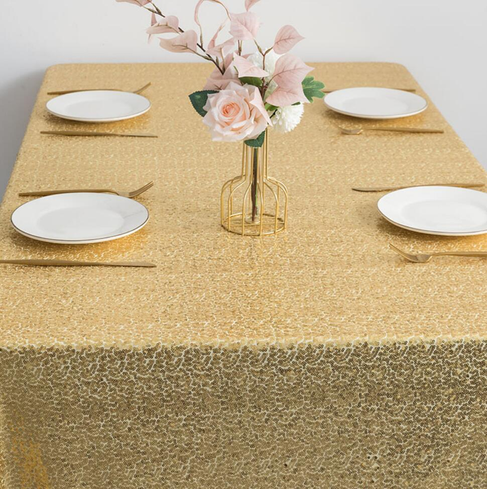 (Ø120cm) Glitzer Tischdecke Party Dekoration Pailletten Tisch Tuch - Gold