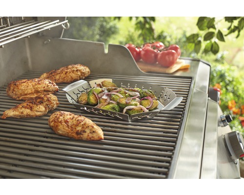 Weber Groentemand, Grillmand, Grillplaat, Klein, 27 x 18,7 cm, Roestvrij staal, Zilver