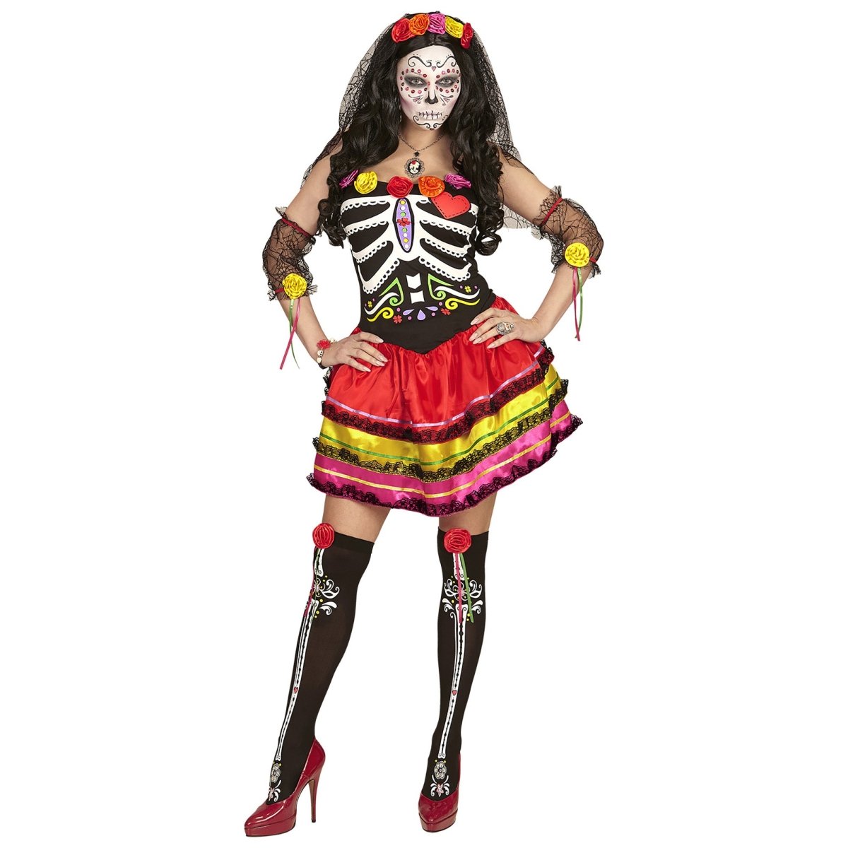 Dia De Los Muertos Jurk Gekleurd Dames Kort