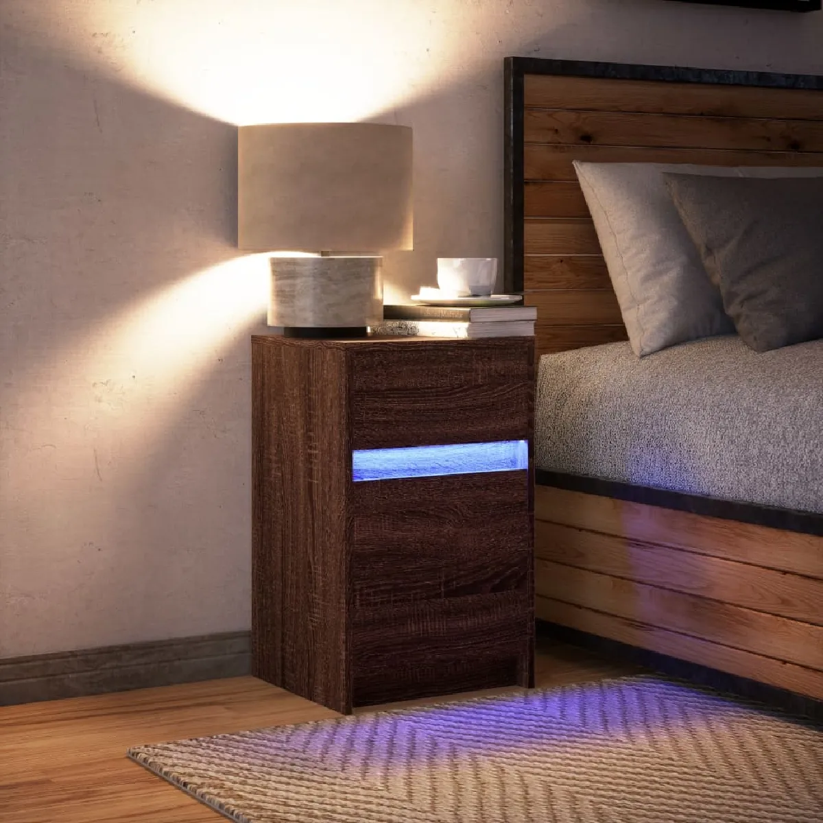 vidaXL LED RVB - Chêne marron