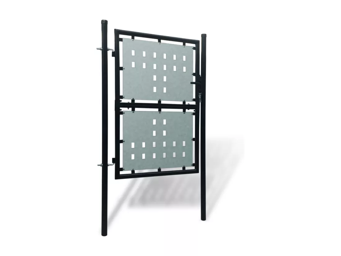 Portail simple de cl?ture Noir 100x200 cm
