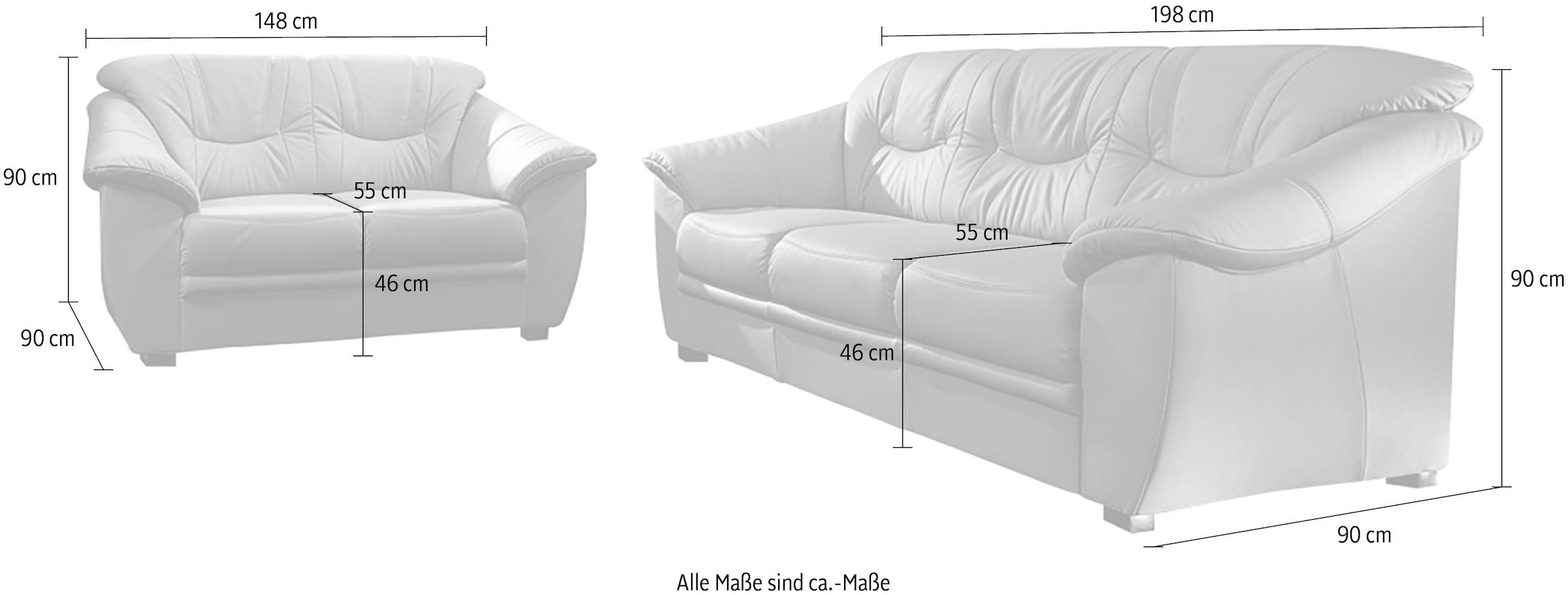 sit&more Polstergarnitur »Top Savona« Kunstleder SOFTLUX® (2-tlg.), aus je einem 2- und 3-Sitzer