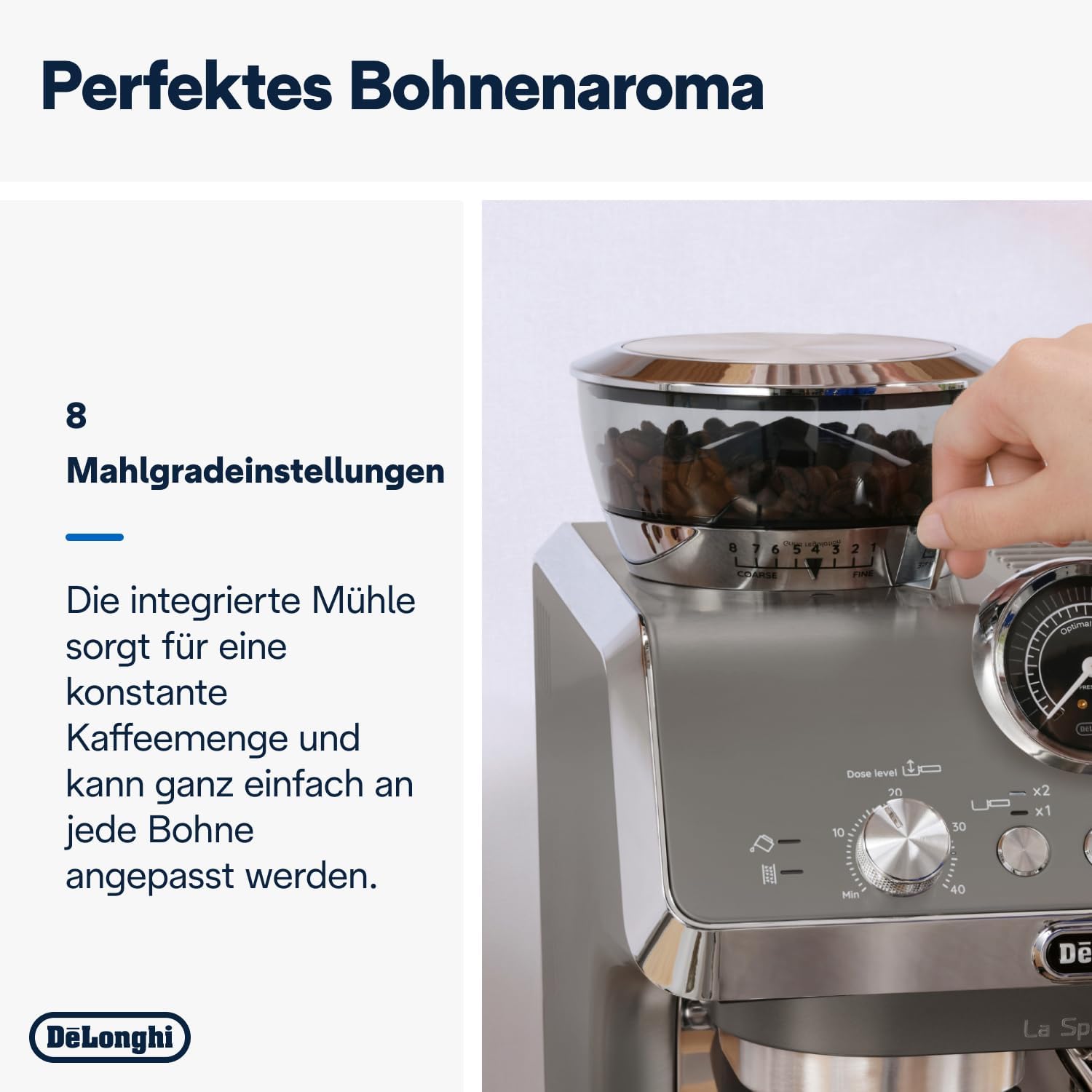De'Longhi Siebträgermaschine La Specialista Arte Evo Cold Brew EC9255T, Espressomaschine mit Mahlwerk inkl Barista-Kit, Cold Brew-Funktion, 8 Mahlgrade, 15 Bar, 3 Temperaturen, Milchschaumdüse, Titan