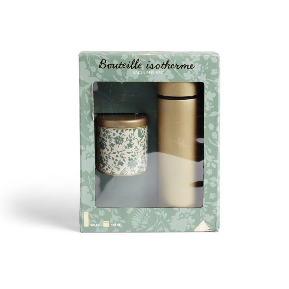 Coffret thé avec bouteille isotherme infuseur et boîte à thé