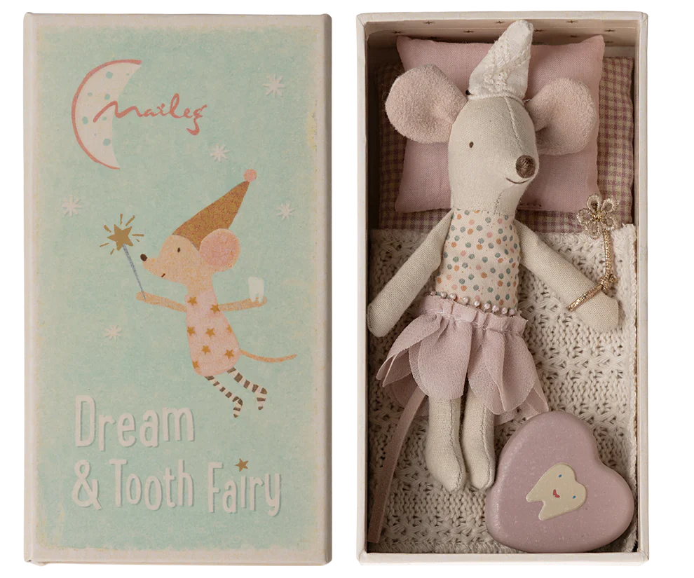 Maileg Tooth Fairy Mouse, Little Sister In Matchbox